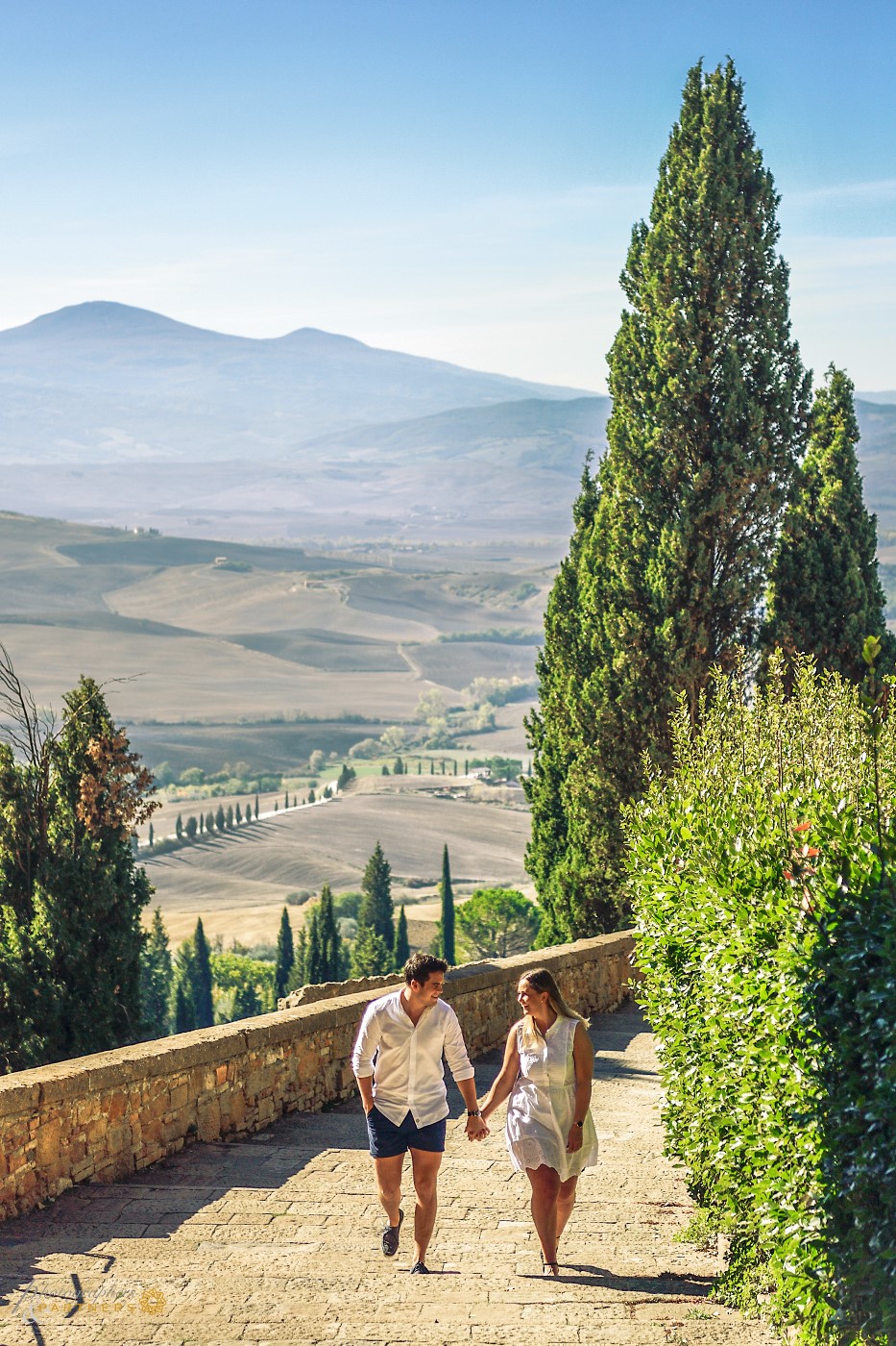 Up and down the stairs in Pienza