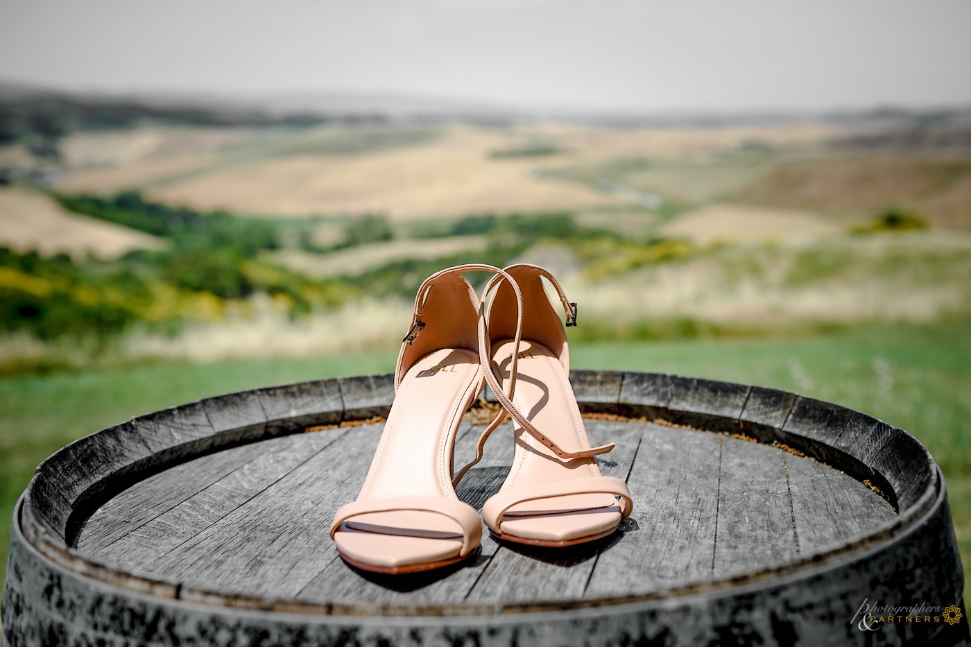 The bride's shoes with a beautiful background.