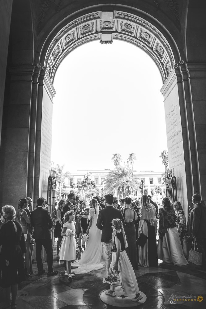 Guests greeting the newlyweds.