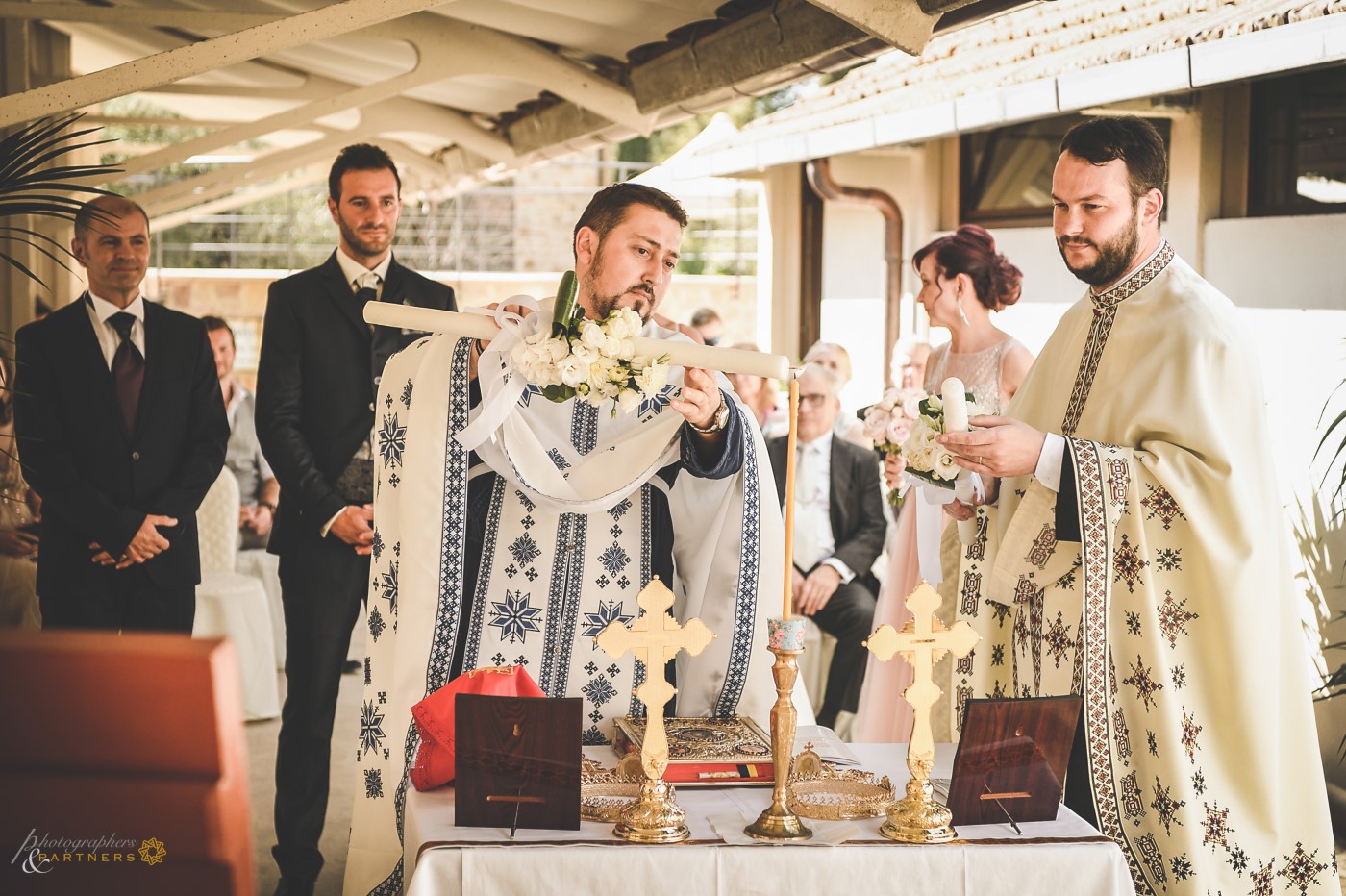 The lighting of wedding candles.