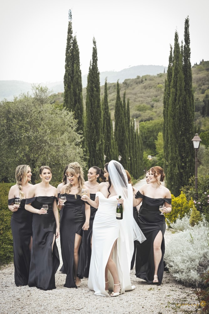 The bride with bridesmaids