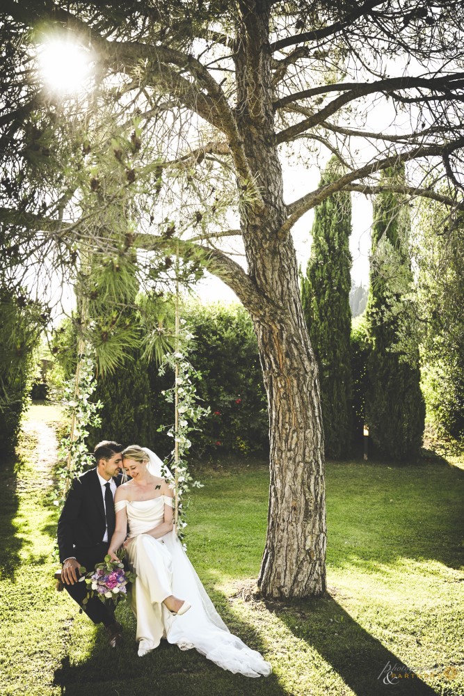 Bride and Groom on the swing