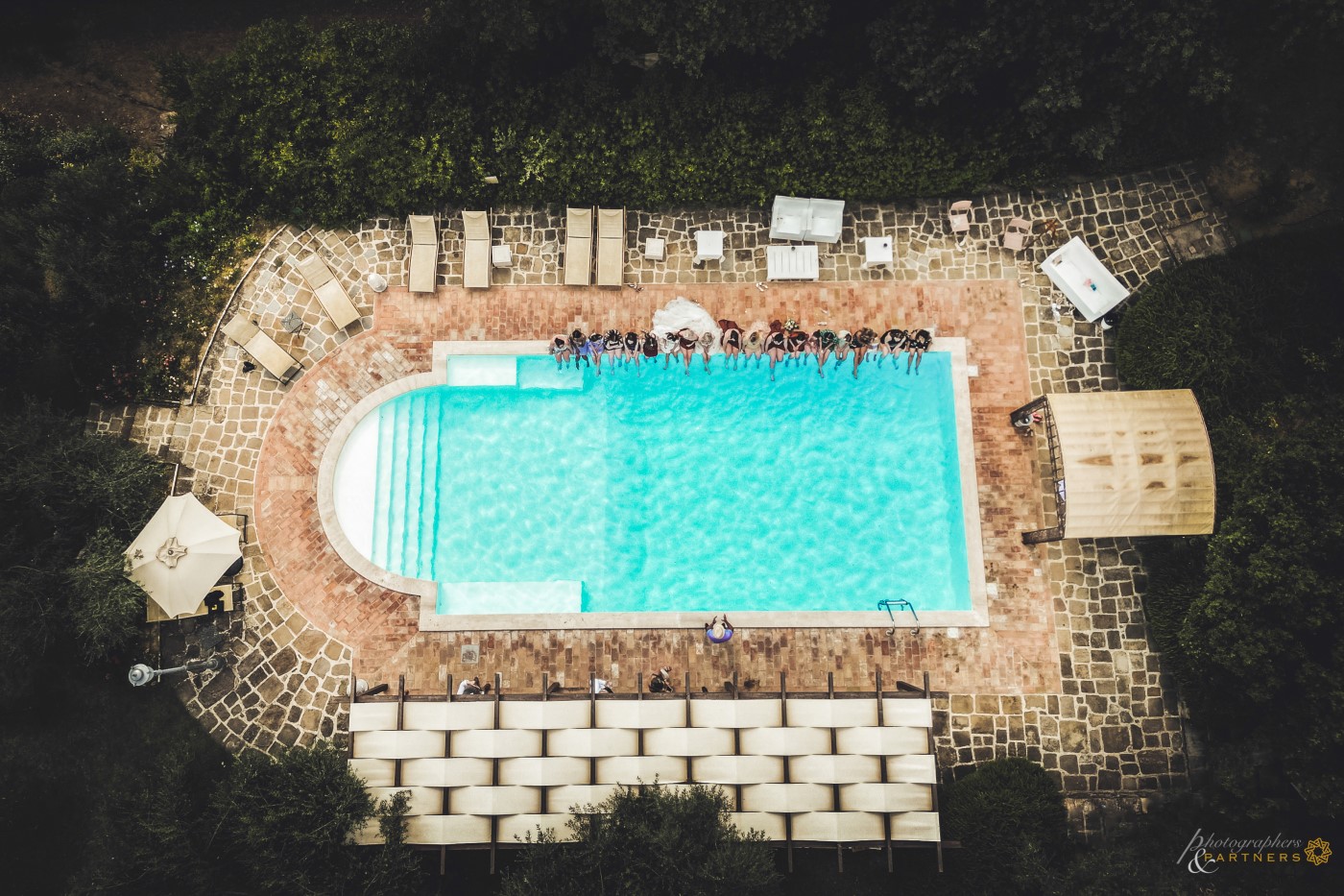 The swimming pool seen from the drone